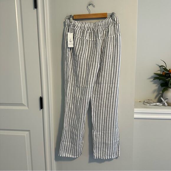 NWT Coral Cove White Blue Linen Striped Pants Small/Medium - Picture 6 of 12